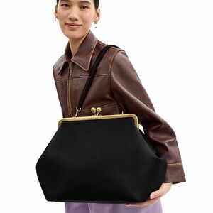 NWT Coach Large Oversized Kisslock Frame Shoulder Black Clutch